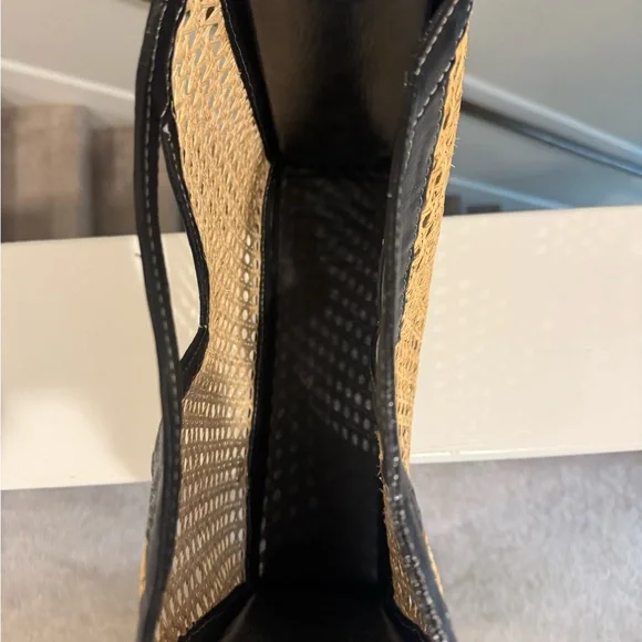 Handcrafted Leather & Rattan Structured Tote | Modern Boho Statement Bag - Picture 5 of 8